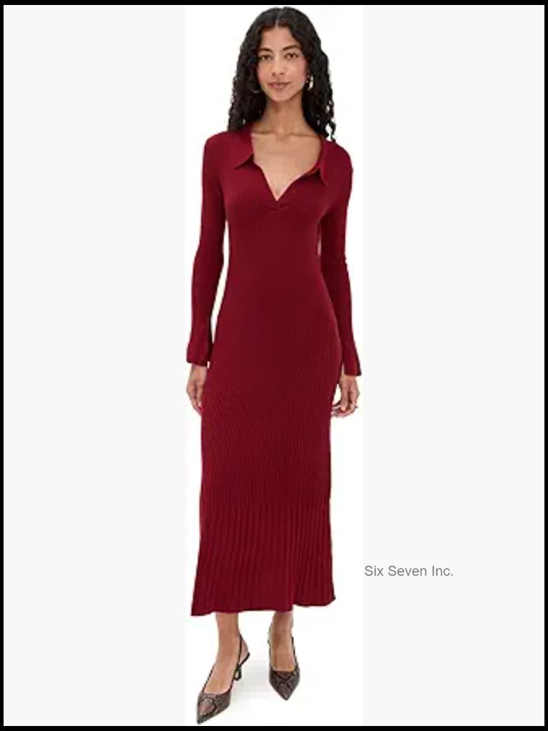 Collared Midi Dress - Mid-Weight Ribbed Knit